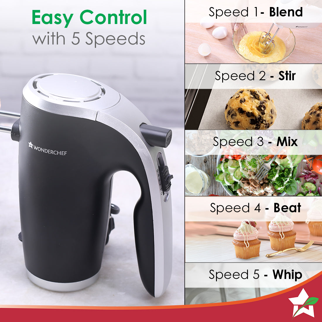 Wonderchef Onyx 5 Speed Electric Hand Mixer