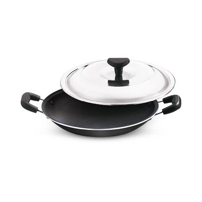 Sanford Appachetty Breakfast Pan with Lid | Appachatty | Chetty Pan | 3mm Thick | Black 20 cm |